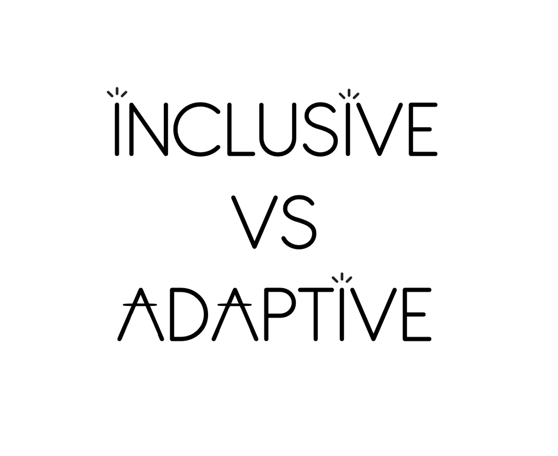 A plain white background with black lettering that reads “Inclusive VS Adaptive”. The “i's” have three lines above them which is from the logo of JAM the label.